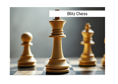 The blitz chess game explained.  The World Championship.  Zoom in on the King piece.