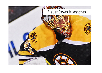 The King explains the meaning of the hockey betting term - Player Saves Milestones - In photo: Boston Bruins goalie making a save.