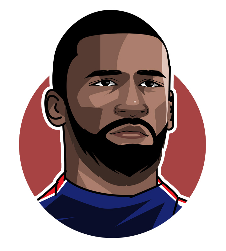 Cartoon drawing of Antonio Rudiger, aka Rambo.  Art profile  - Avatar illustration.