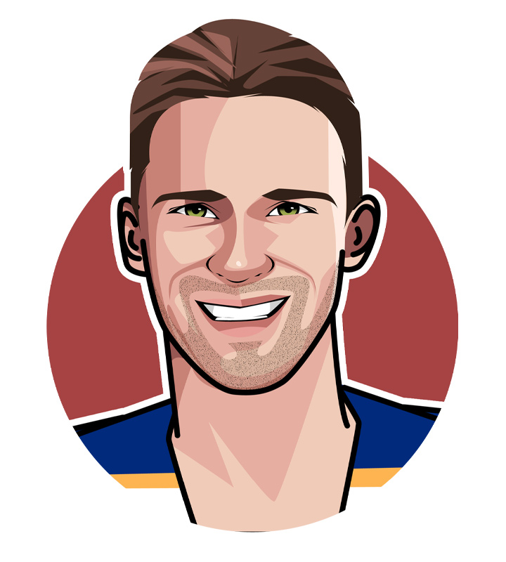 Dominik Hasek, nicknamed The Dominator - Legendary hockey goalie.  Profile illustration.  Drawing.  Art.